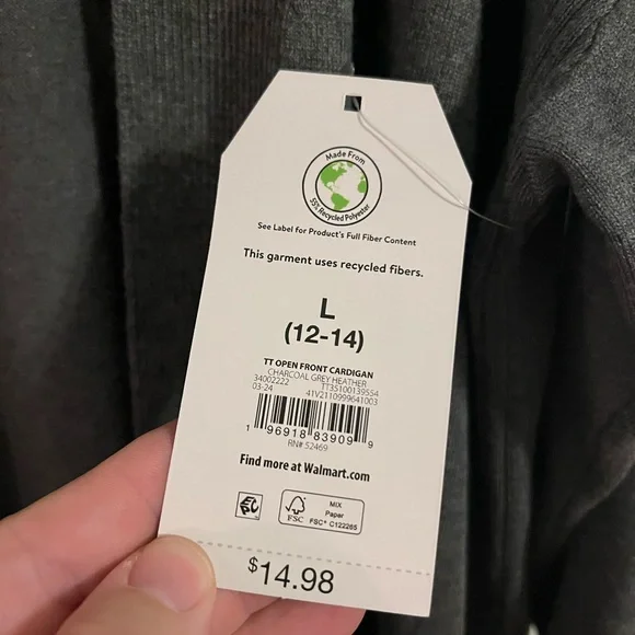 Time and Tru Women's set of Cardigans- one gray and one army green - Picture 4 of 8